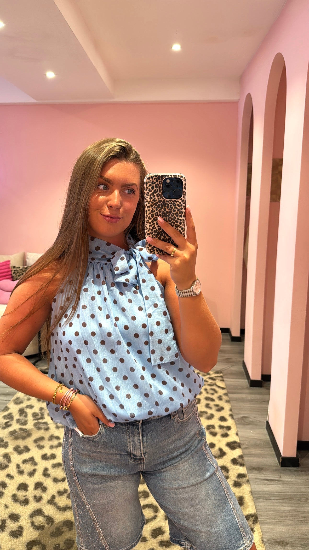 Dots Halter Top Blauw