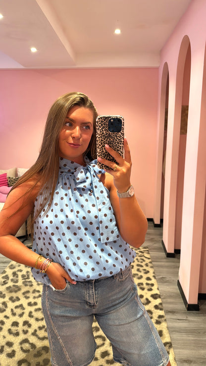Dots Halter Top Blauw