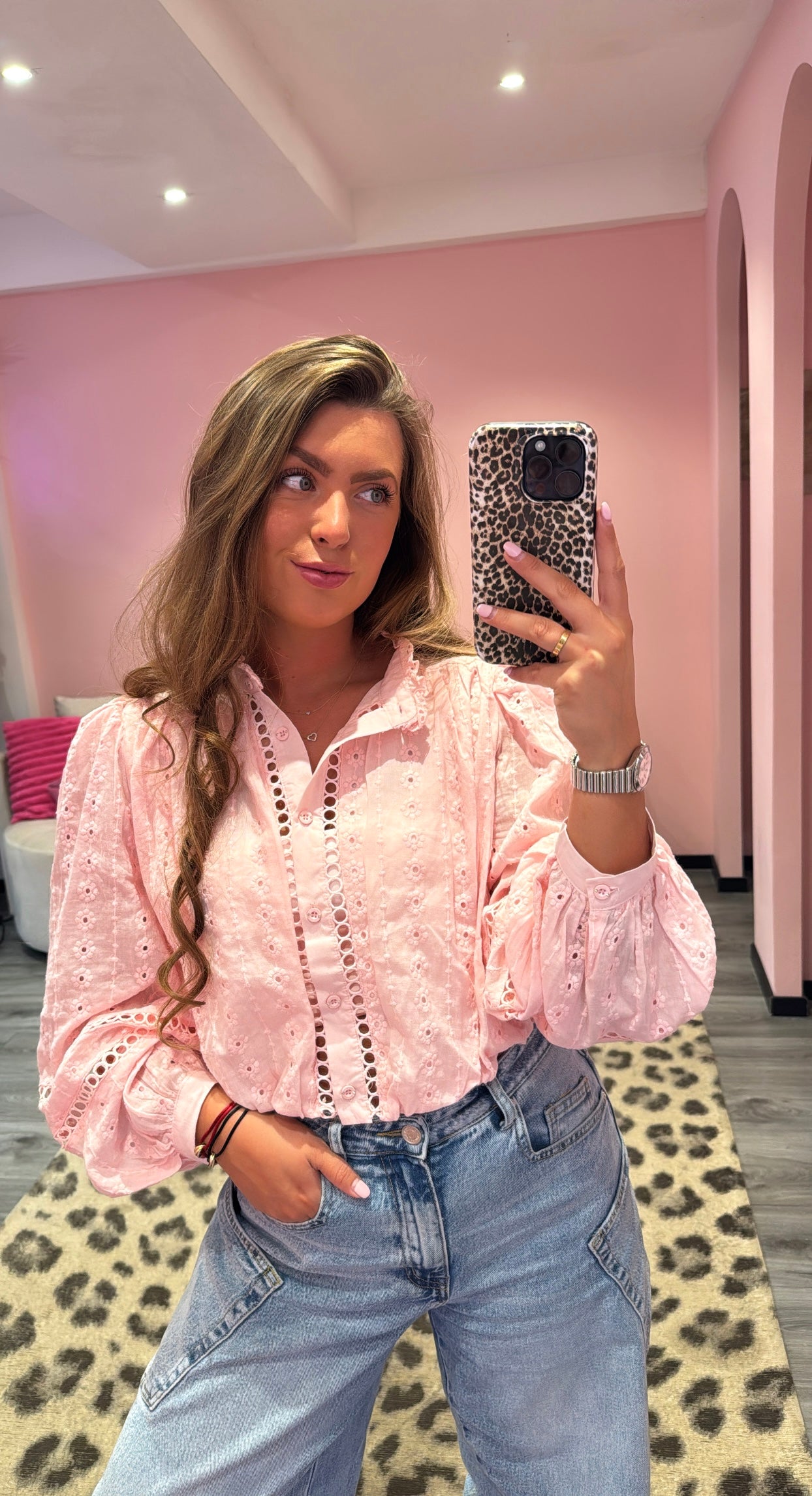 Broderie Blouse Roze