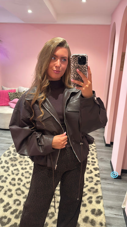 Nova Leather Jacket Bruin