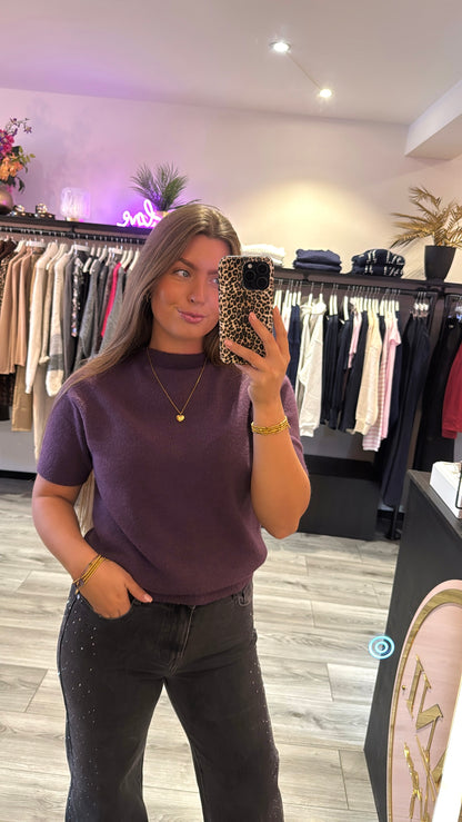 So Soft Knit Top Aubergine