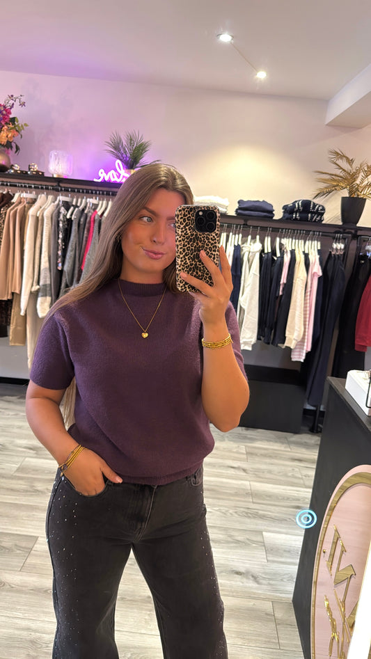 So Soft Knit Top Aubergine