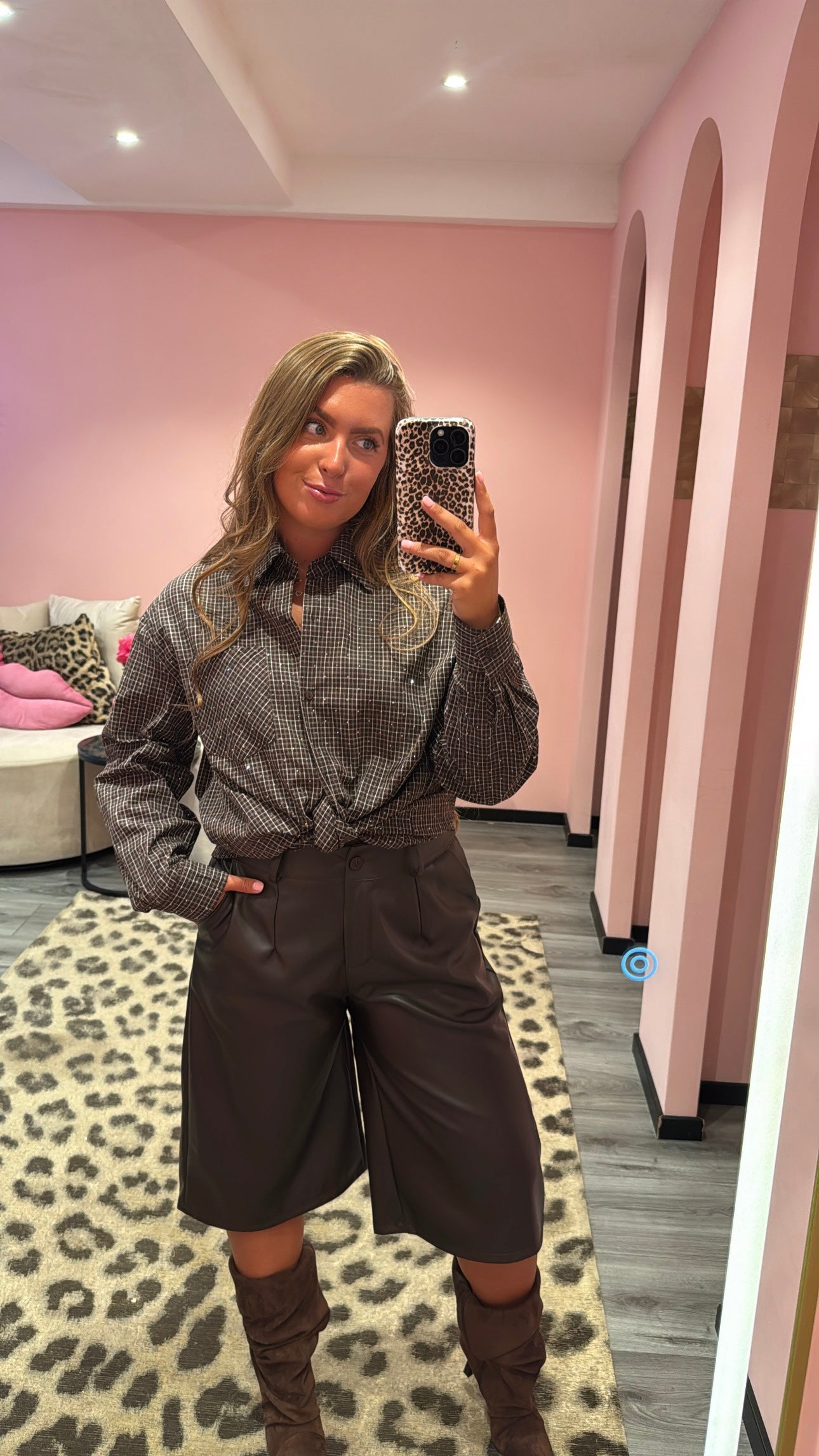 Lola Leatherlook Jort Bruin