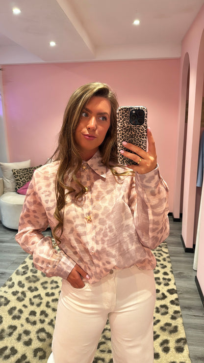 Leopard Blouse Roze