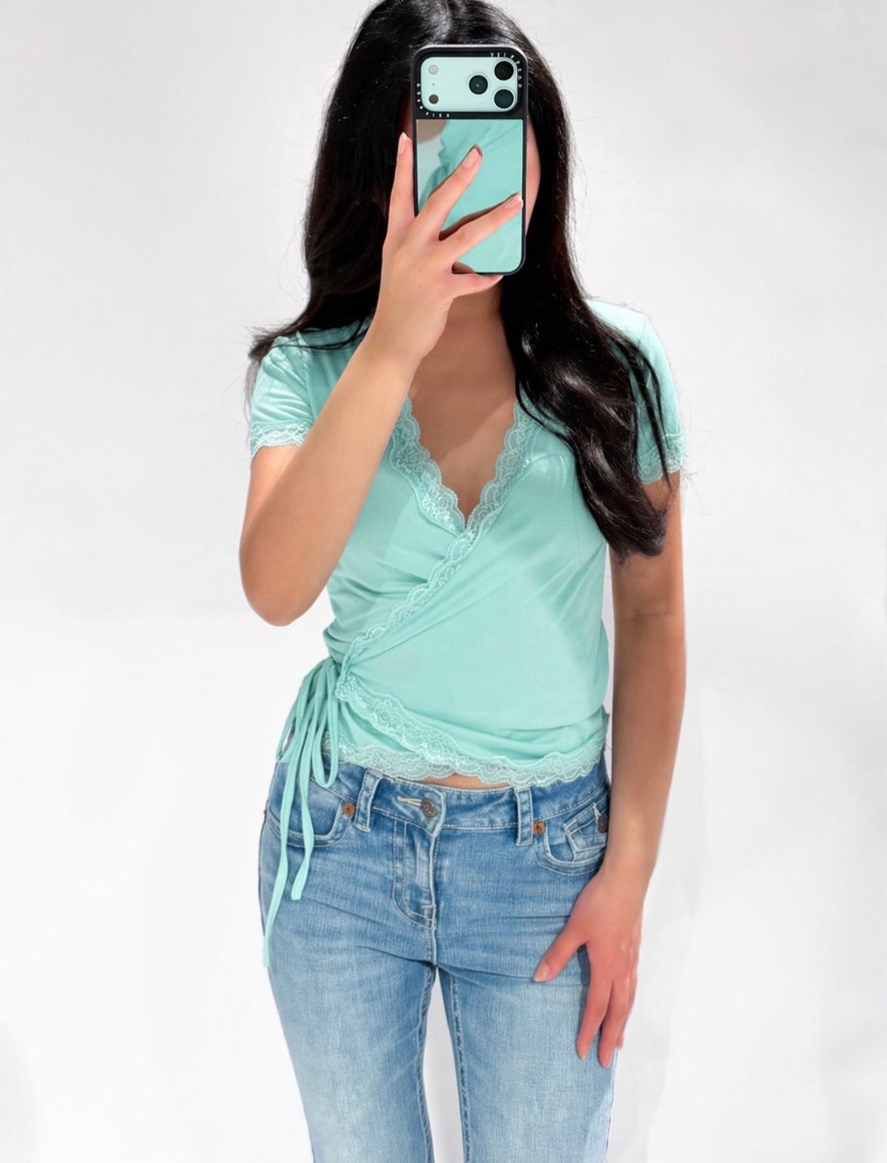 ByMila Lace Wrap Top Turquoise