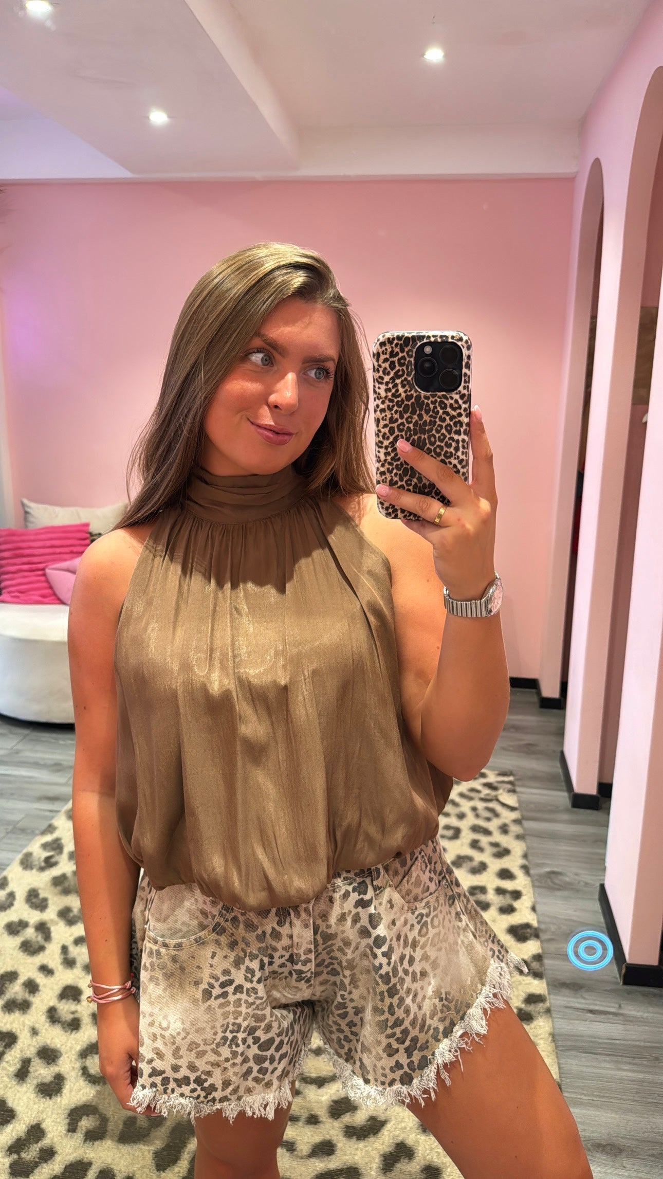 Satin Halter Top Camel