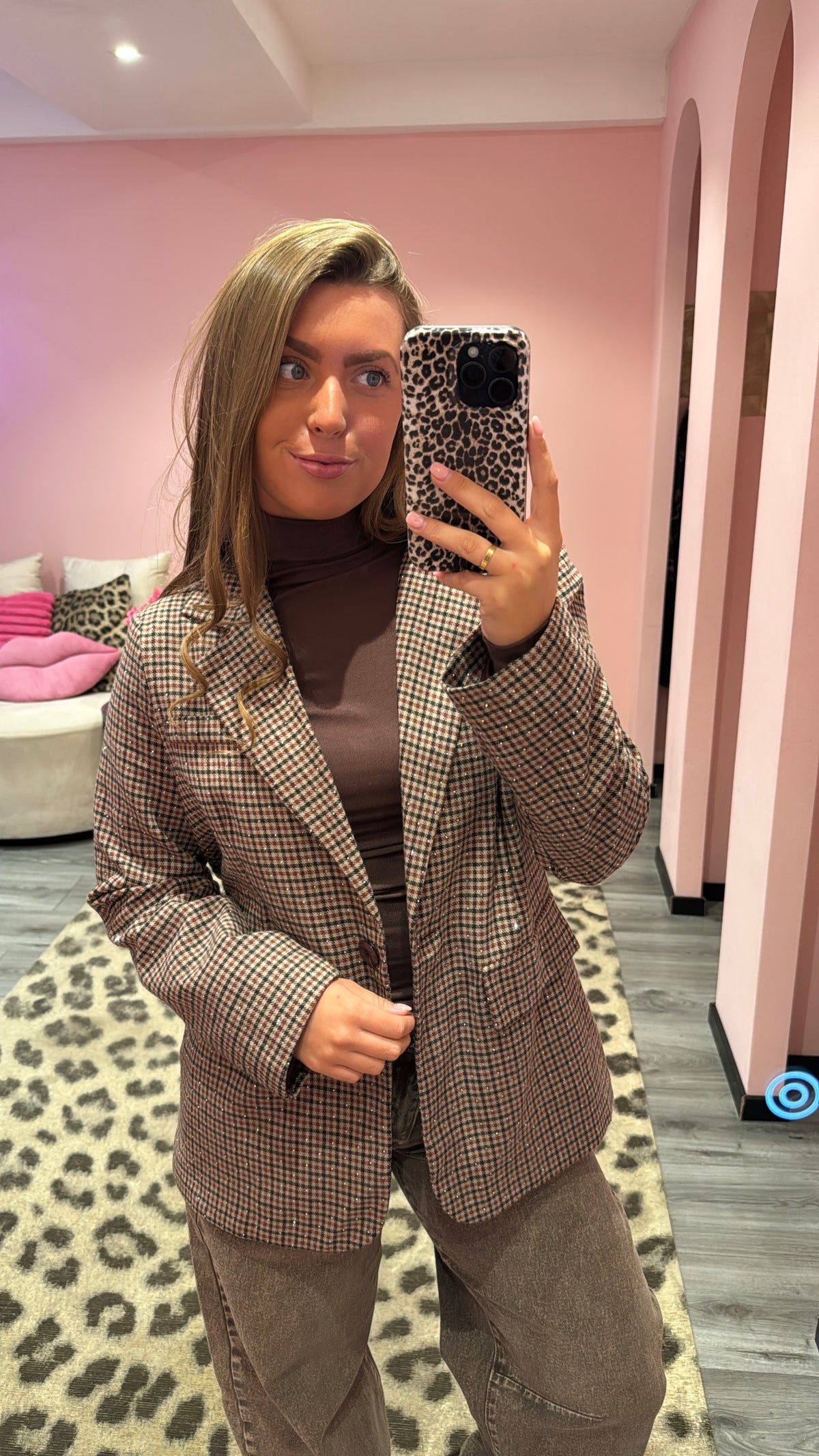 Sparkle Check Blazer Bordeaux