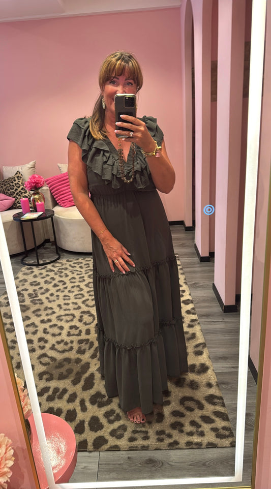 Ruffle Romance Jurk Army