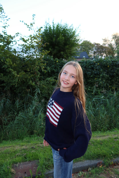 USA Glitter Sweater Navy