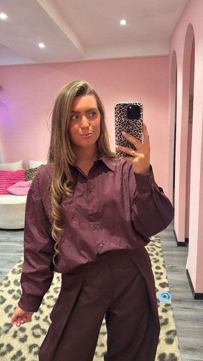 Blouse Sofia Strass Aubergine