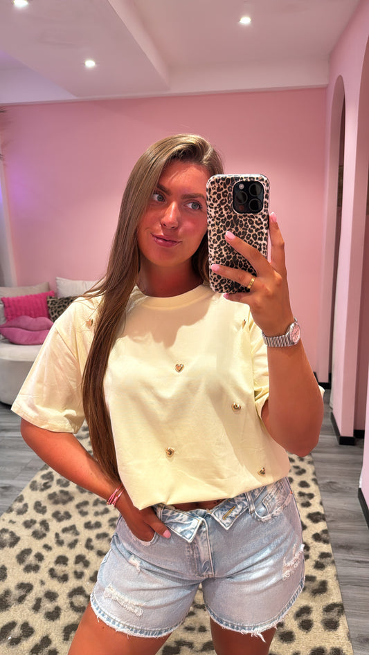 Golden Hearts T-Shirt Geel