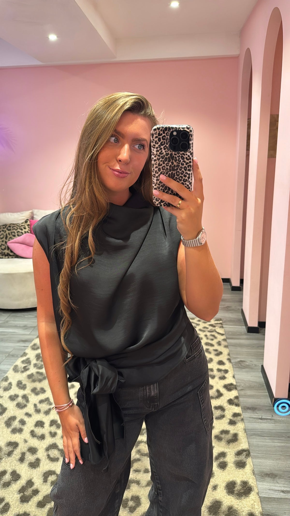 Amélie Satin Top Zwart
