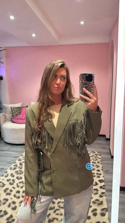 Ambika Blazer Army Fringe