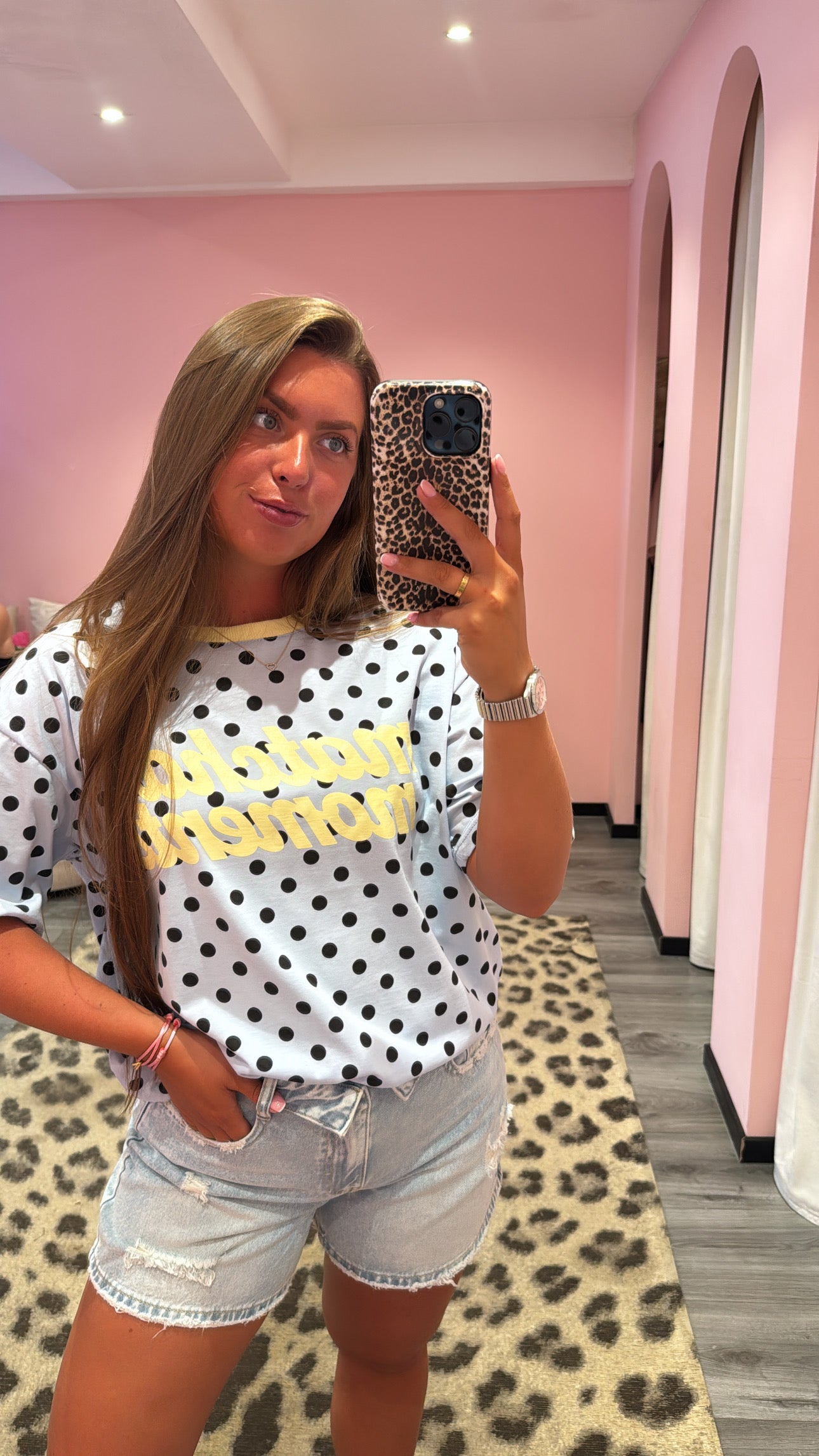 Matcha Moments Dots T-Shirt Blauw