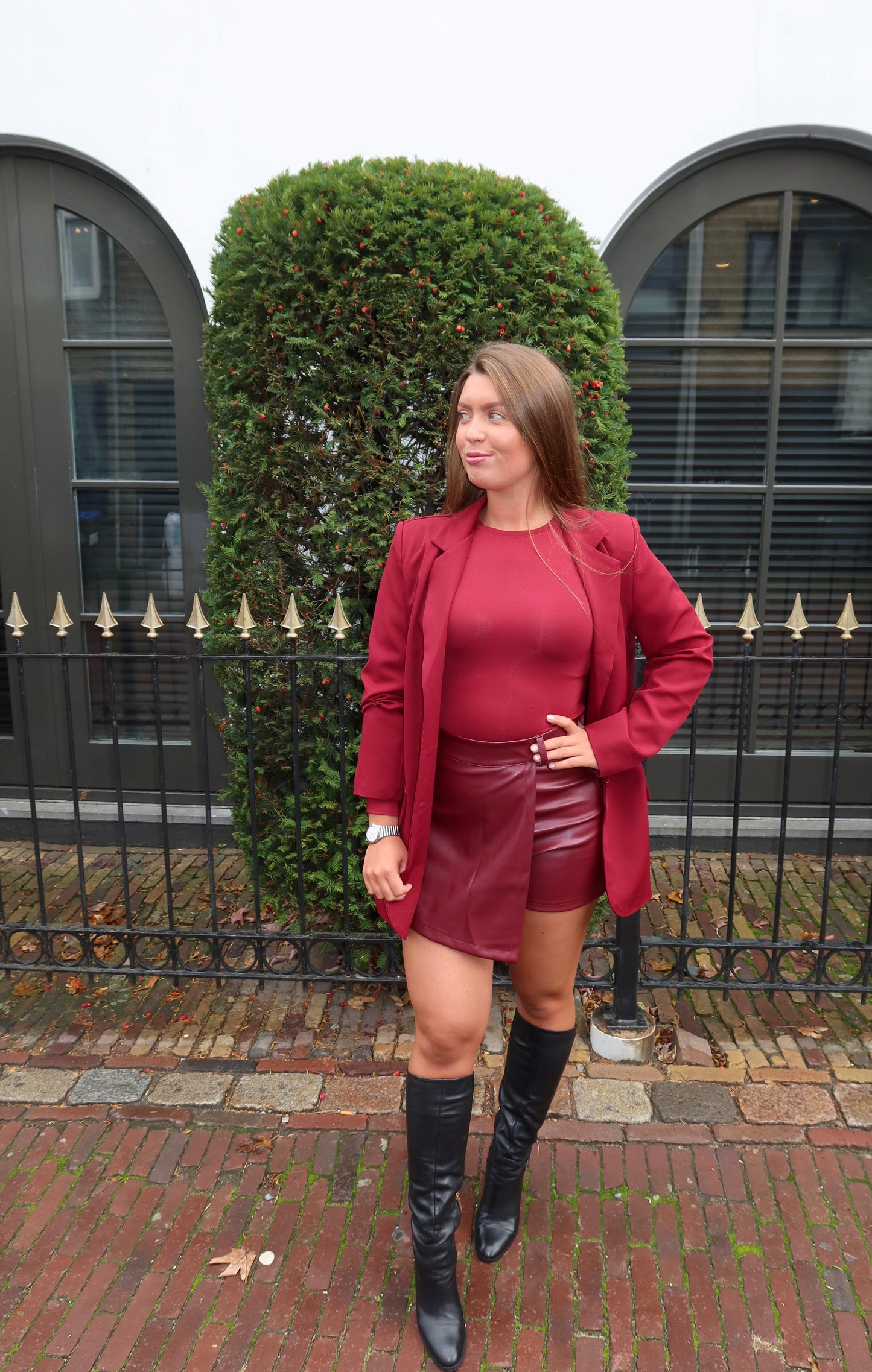 Vegan Leather Skort Bordeaux