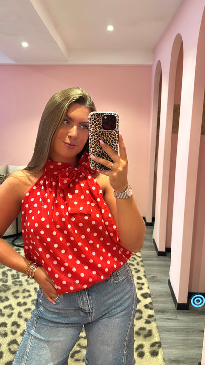 Dots Halter Top Rood