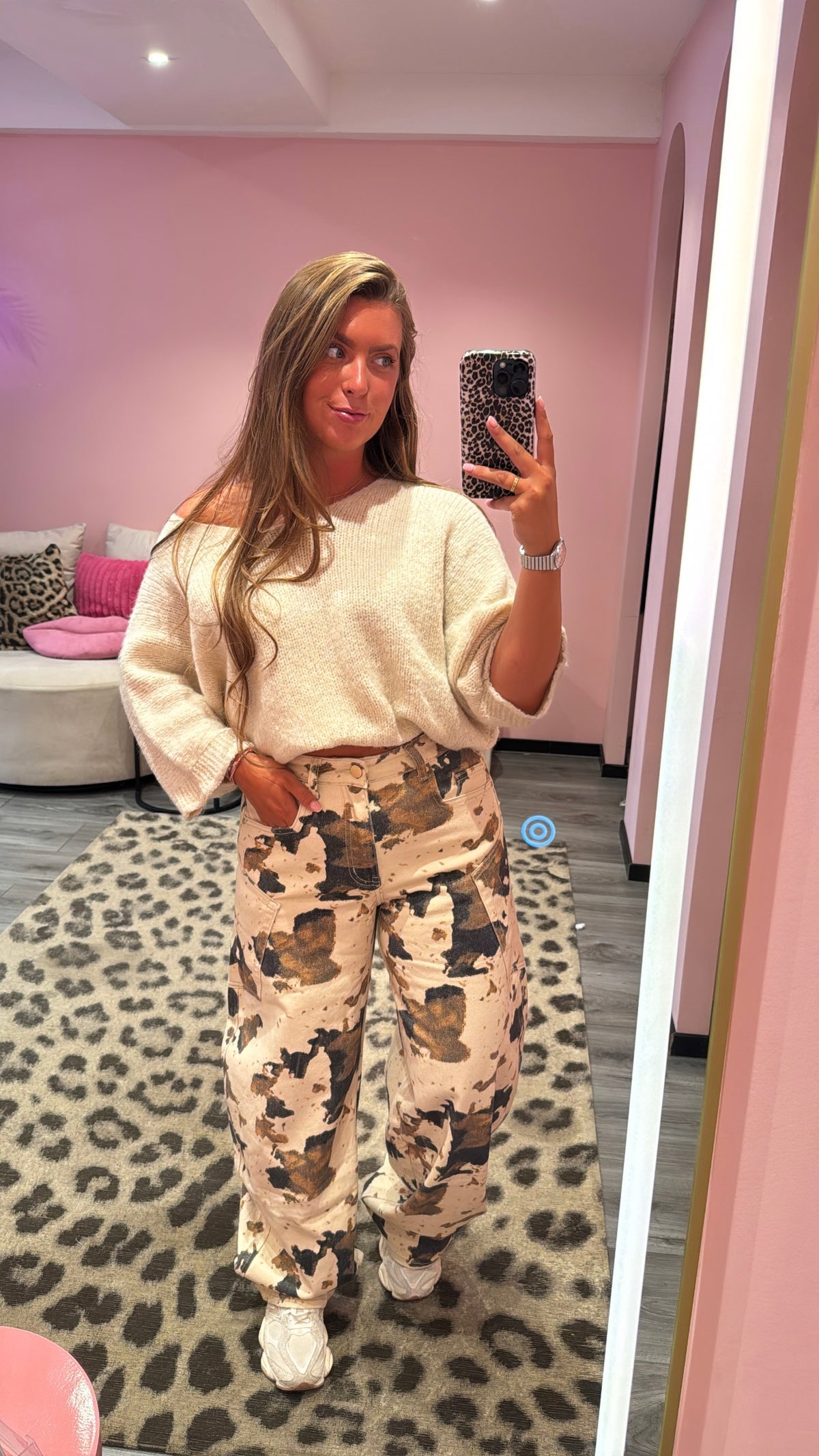 Queen Hearts Barrel/Balloon Jeans Printed Cow 3832-7