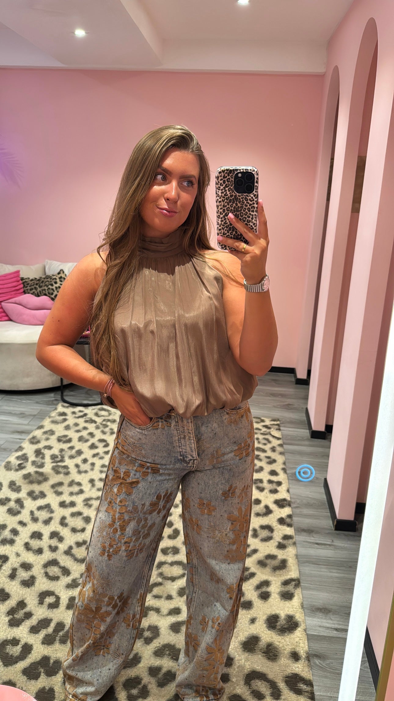 Queen Hearts Wide Leg Folded Waist Jeans 3966