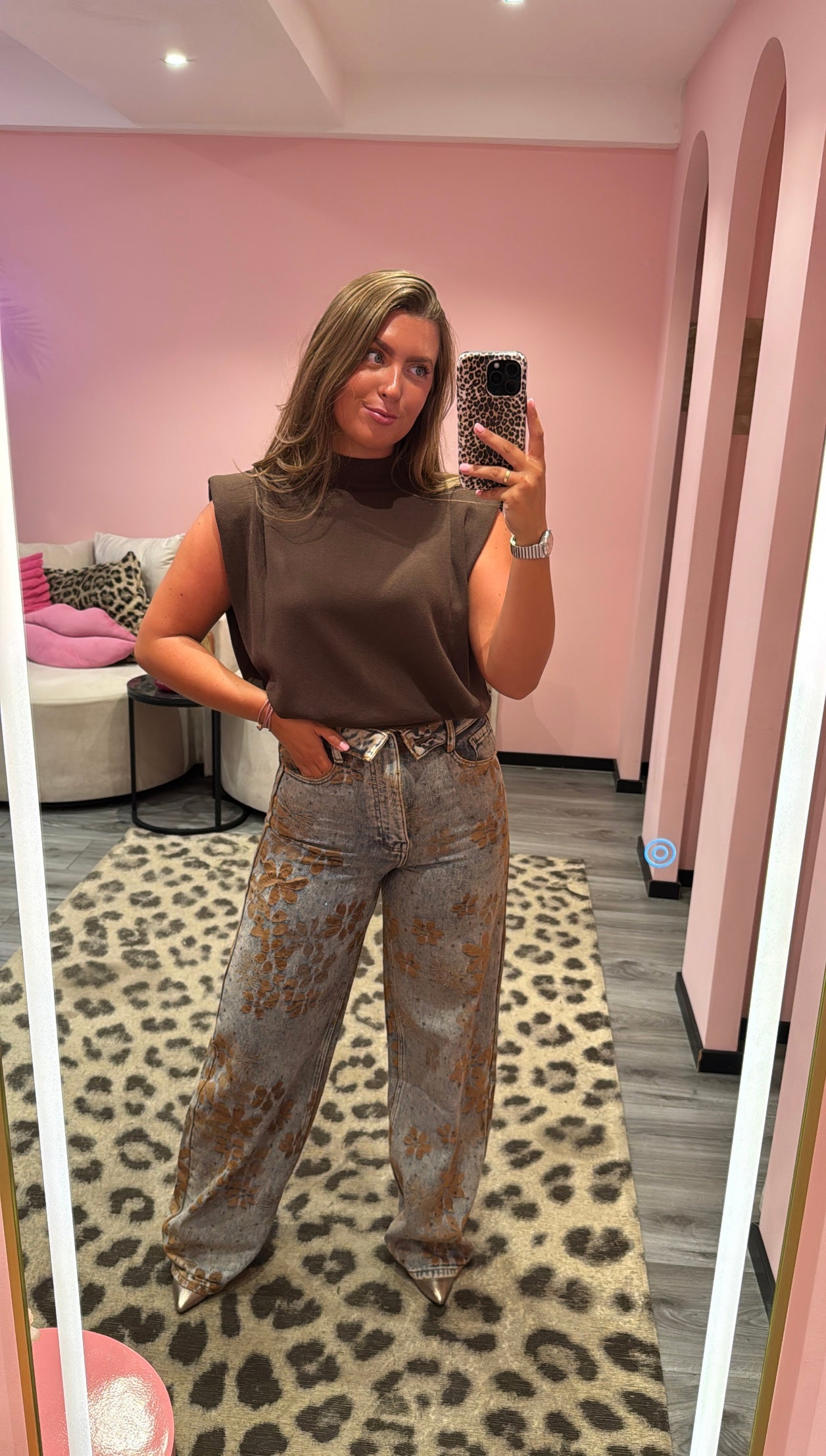 Queen Hearts Wide Leg Folded Waist Jeans 3966
