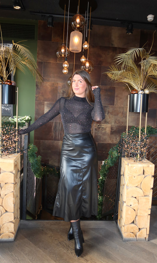 Leatherlook Rok Zwart