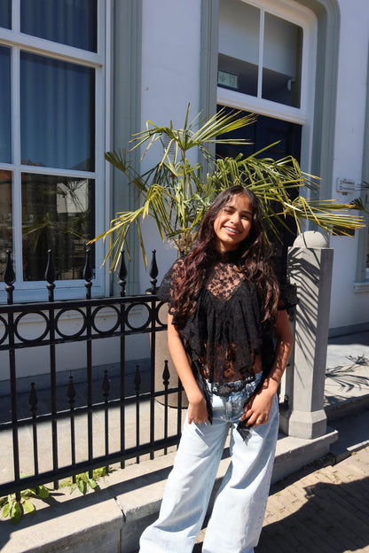 Boho Chic Lace Top Zwart