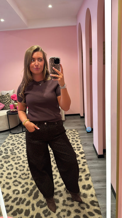 Leopard Balloon Fit Jeans Bruin 9325