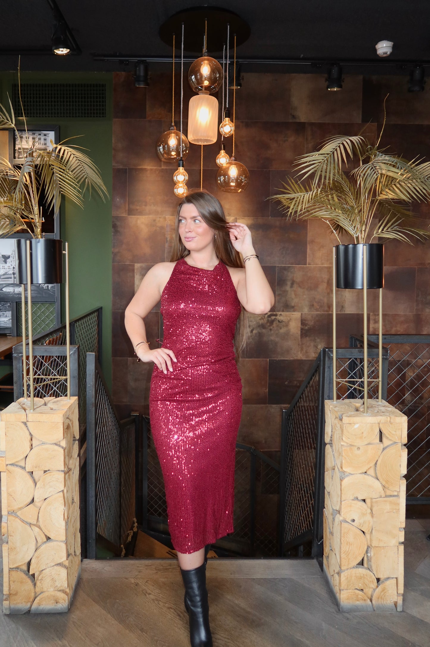 Paillet Glitter Jurk Evy Rood