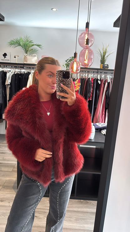 Faux Fur Jasje Bordeaux