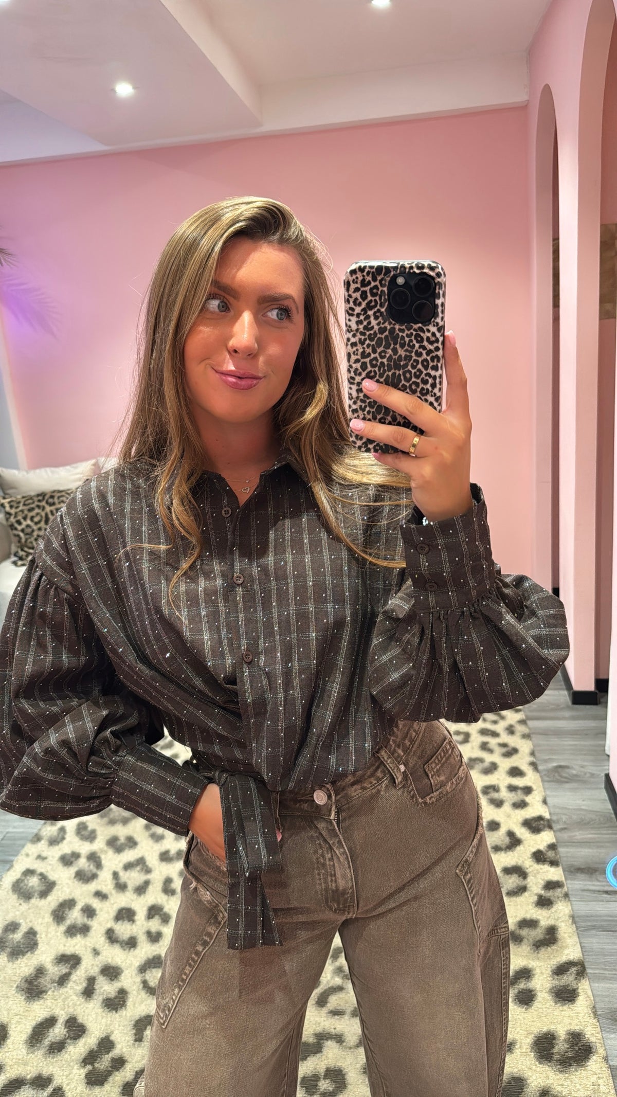 Blouse Céline Strass Bruin 9091-1