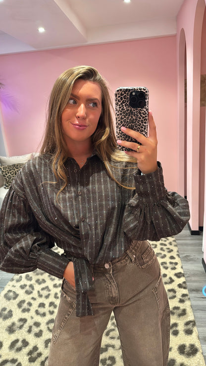 Blouse Céline Strass Bruin 9091-1