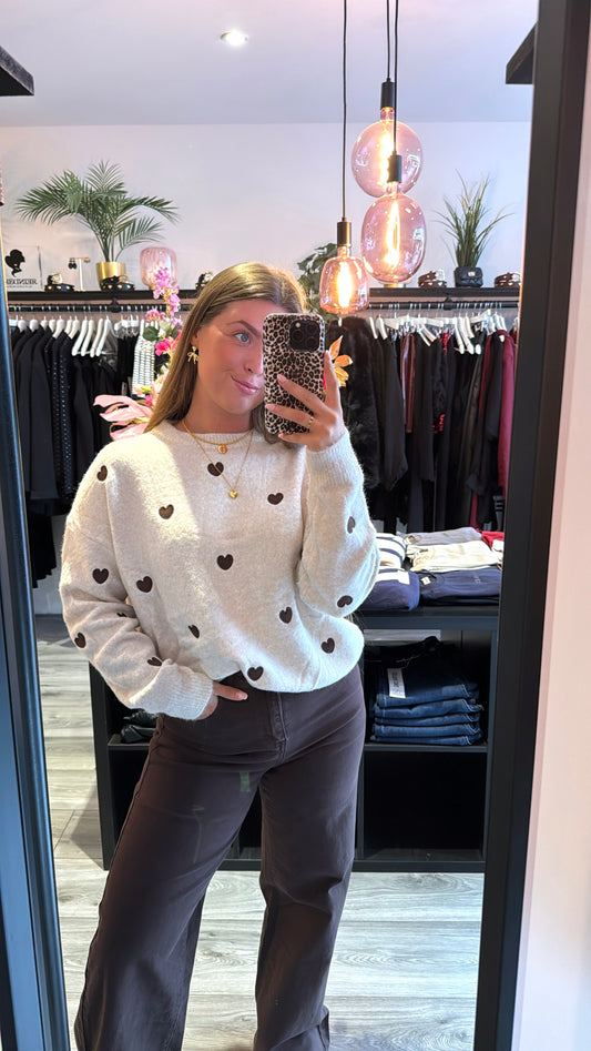 Knitted Hearts Trui Bruin