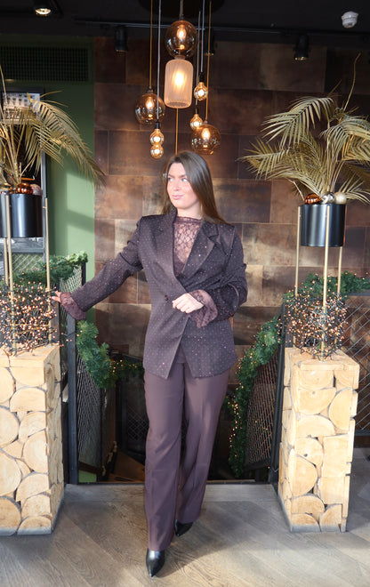 Blazer Met Strass Bruin