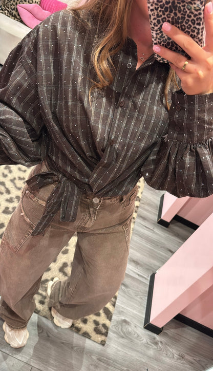 Blouse Céline Strass Bruin 9091-1