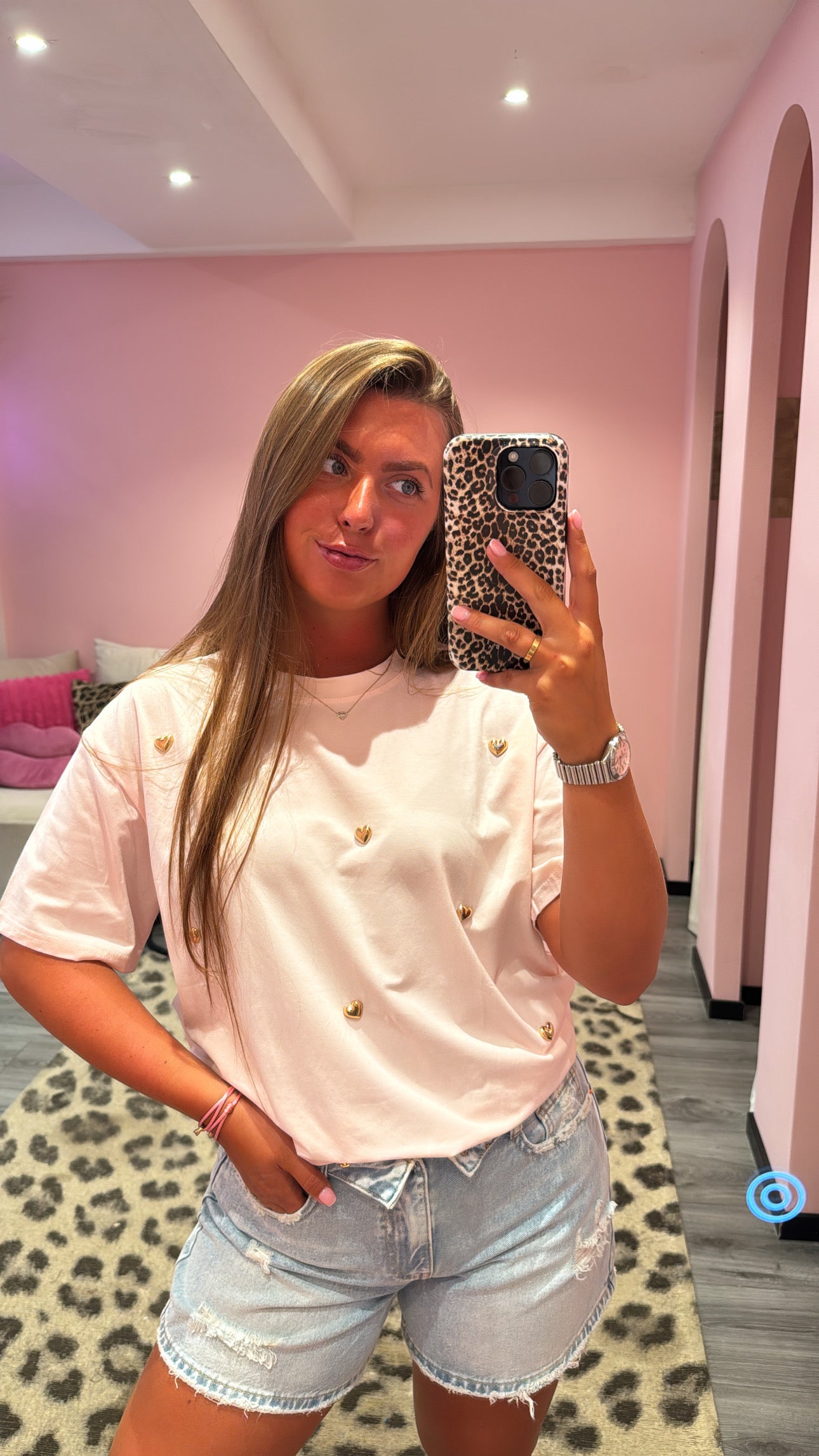 Golden Hearts T-Shirt Roze