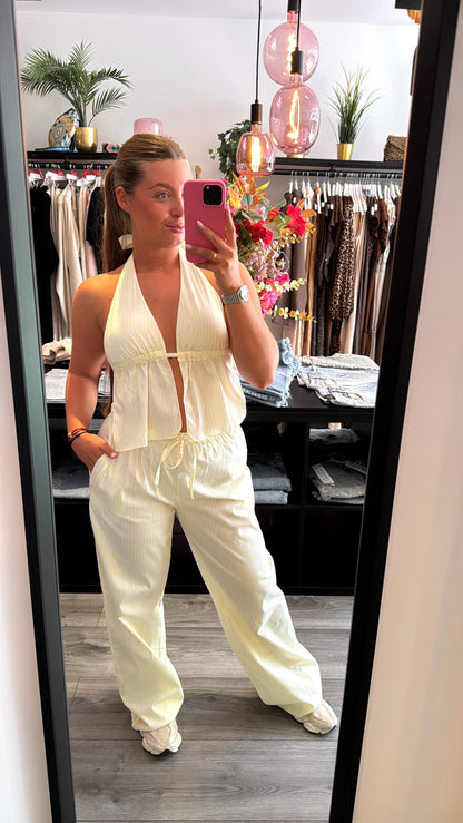 Striped Set Halter Geel