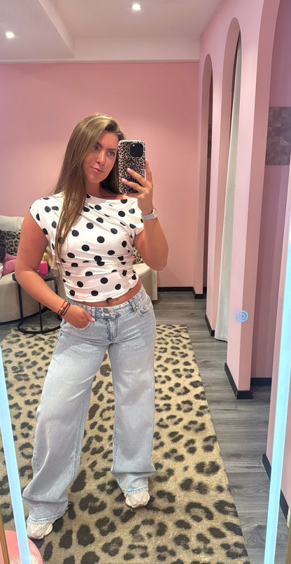 Queen Hearts Low Waist Wide Leg Jeans 3910-1