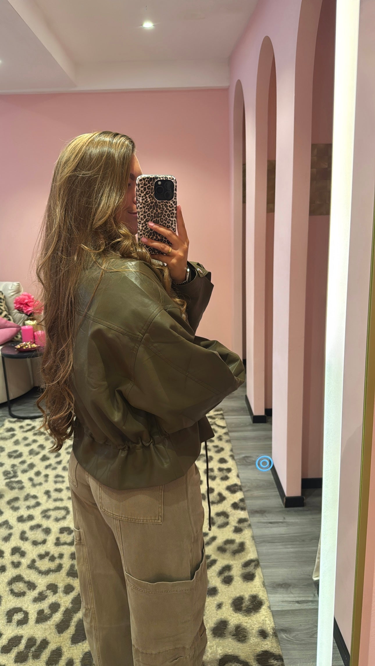 Nova Leather Jacket Army Groen