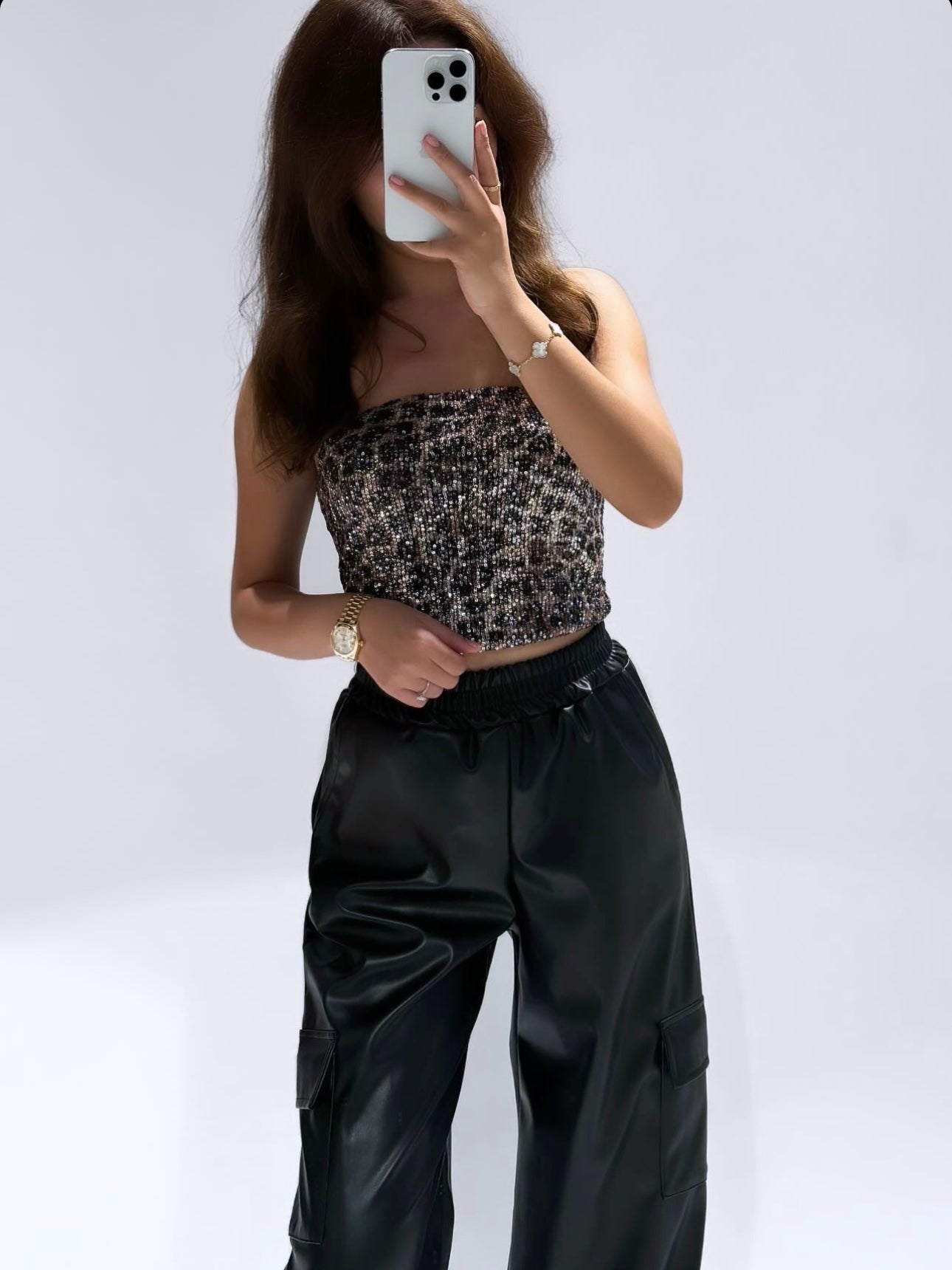 Giselle Leopard Paillet Top