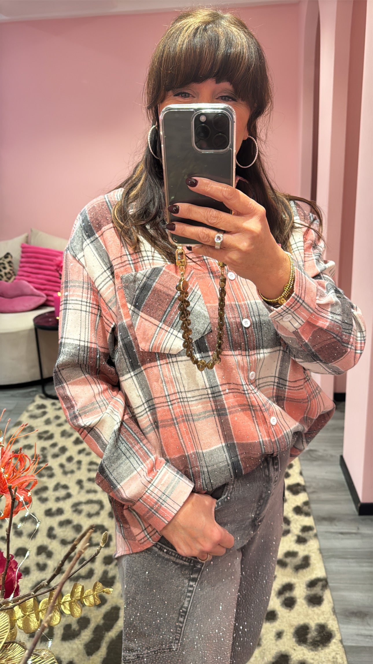 Musthave Strass Blouse Grijs/Roze