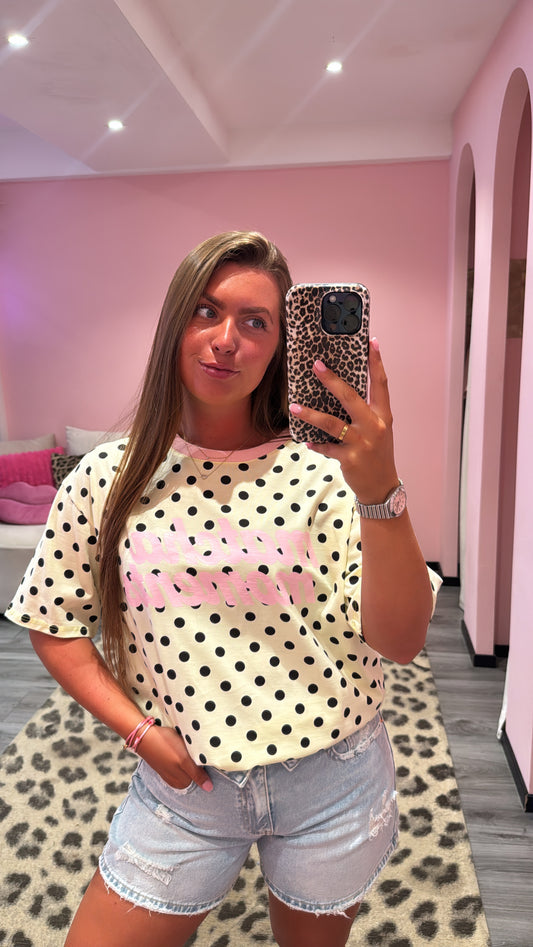 Matcha Moments Dots T-Shirt Geel