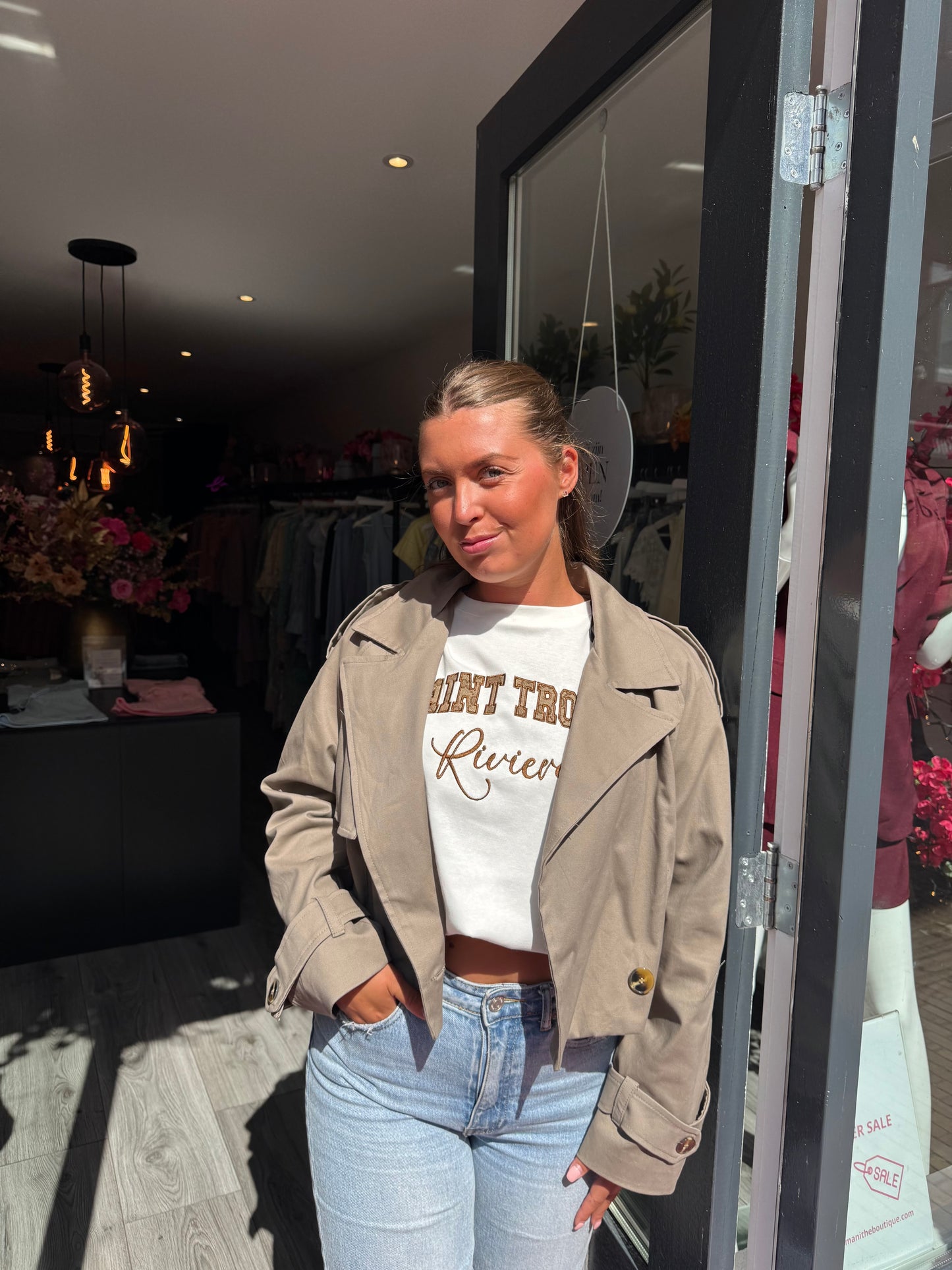 Cropped Trenchcoat Taupe