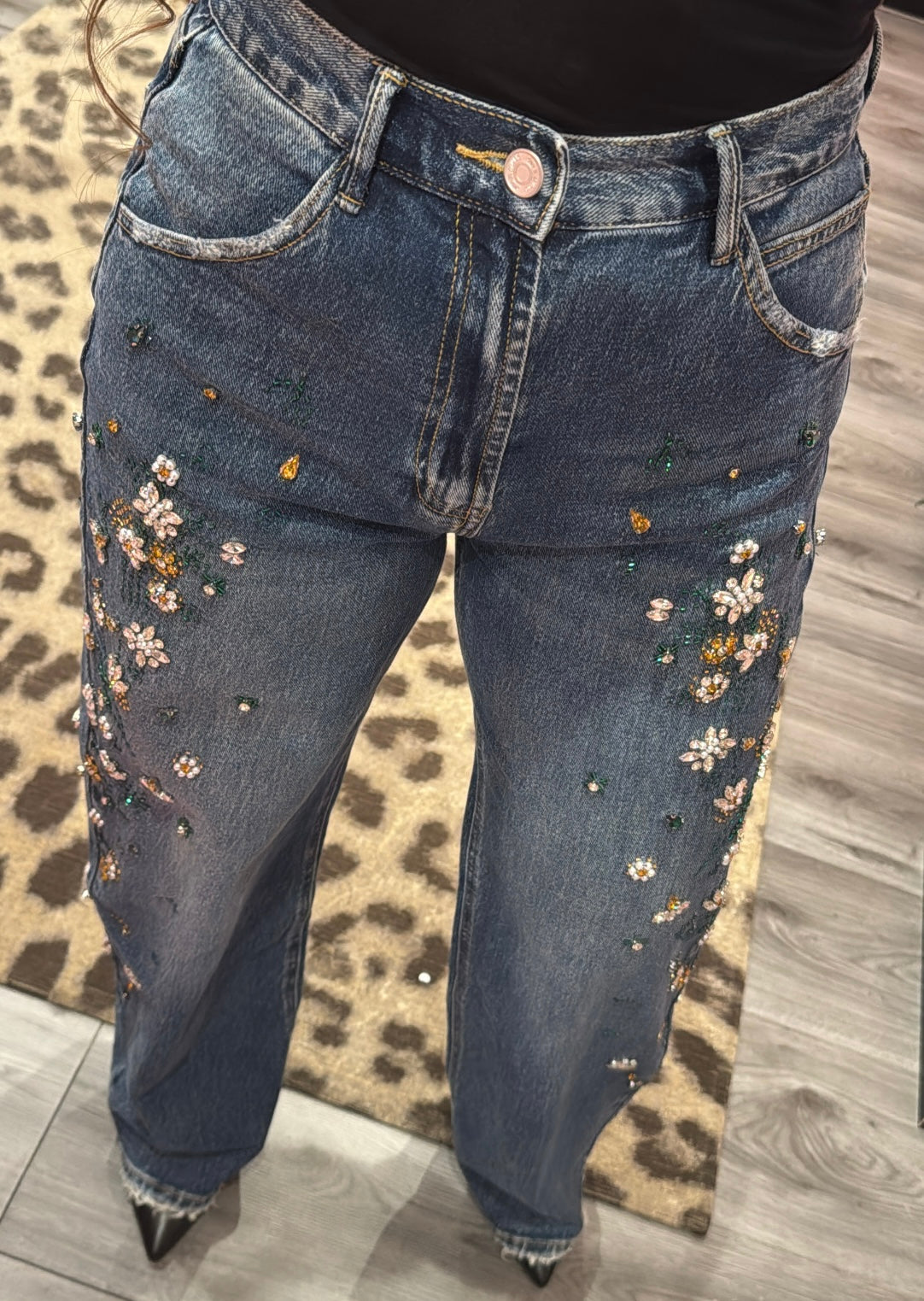 Queen Hearts Exclusive Floral Strass Jeans 5083