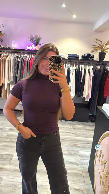 Soft Col Top Aubergine