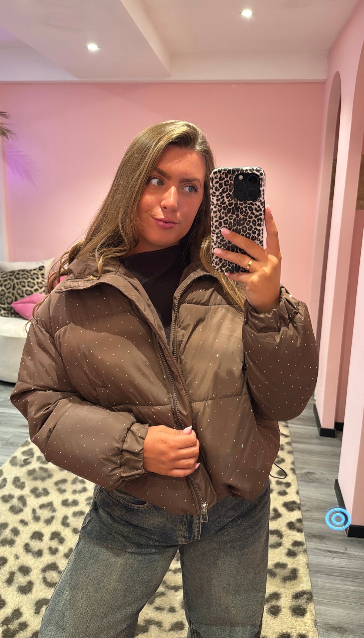 Strass Puffer Jacket Bruin
