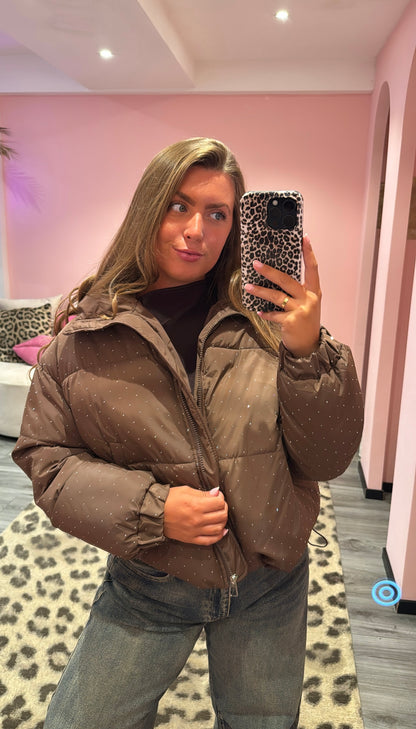 Strass Puffer Jacket Bruin