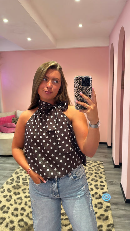 Dots Halter Top Bruin