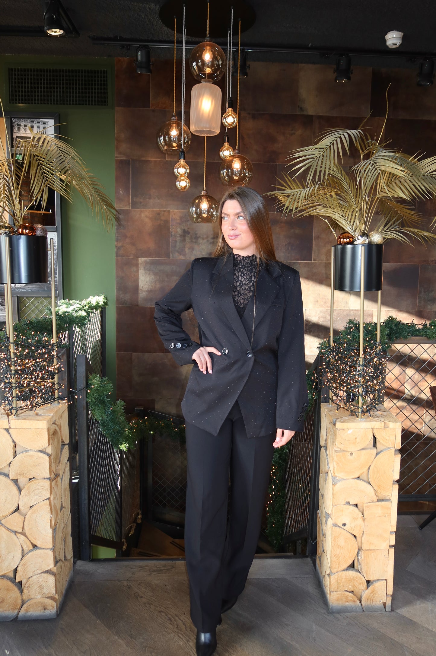 Blazer Met Strass Zwart