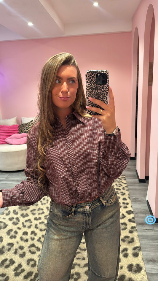 Sparkle Check Blouse Bordeaux