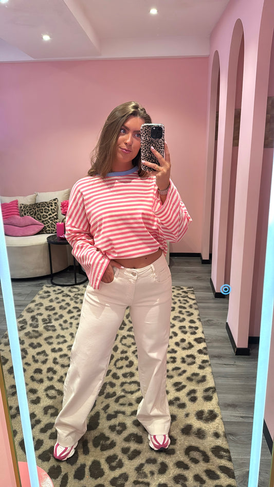 Wide Leg Jeans Beige 78335