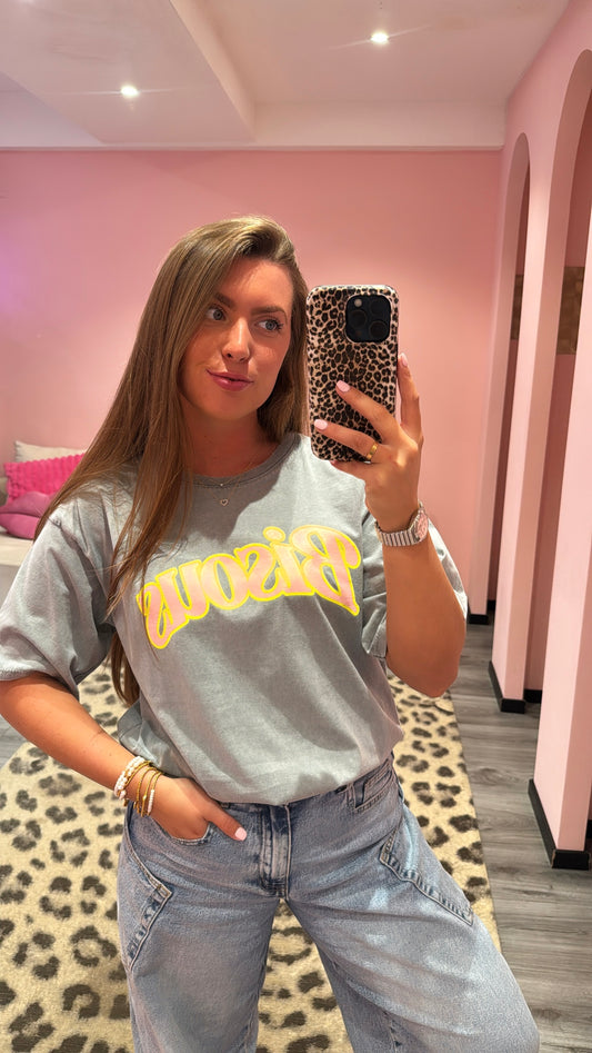 Bisous T-Shirt Washed Grey